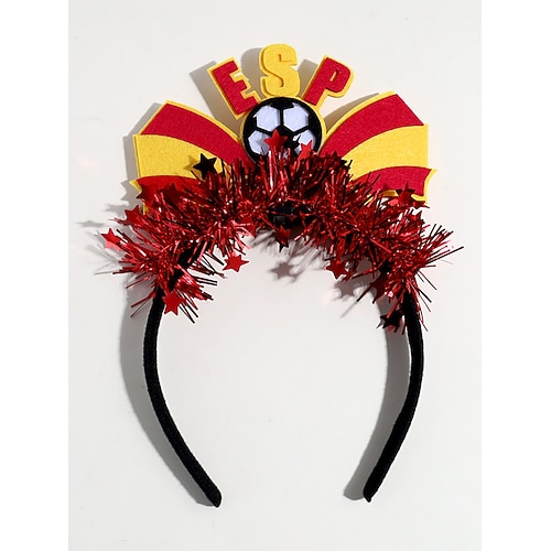 Statement-Stirnband aus Polyester für Damen, extragroß, auffälliges Design mit mehreren Nationalflaggen, perfekt zum Anfeuern bei Fußballspielen, zur Unterstützung der Fans und für den sportlichen Alltag. Image