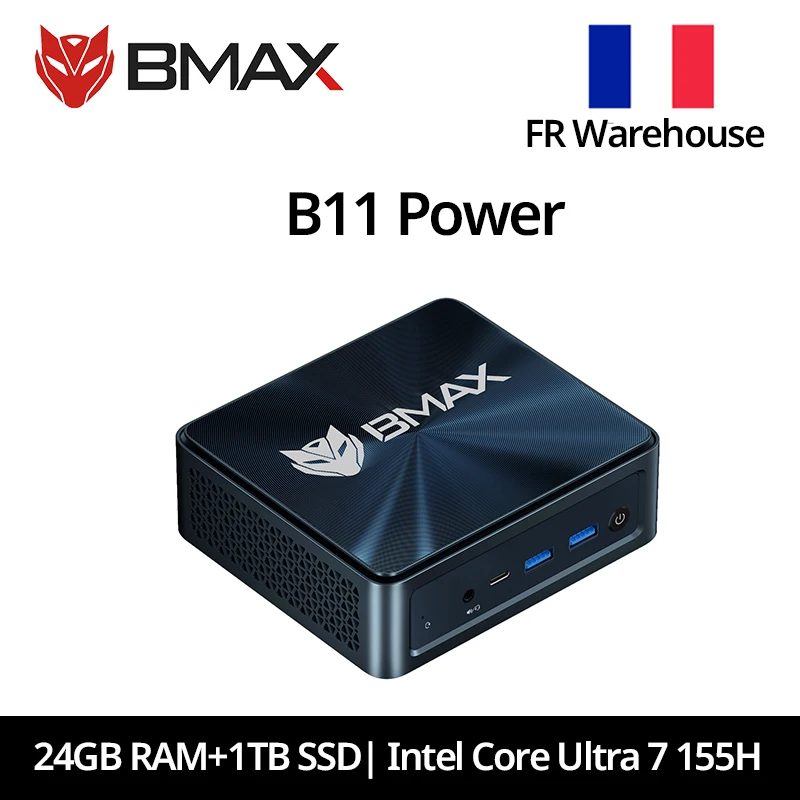 BMAX B11 Power Mini-PC Intel Core Ultra 7 155H 16 Kerne 22 Threads 24GB RAM 1TB SSD WLAN Bluetooth USB HDMI Type-C Windows 11 Image
