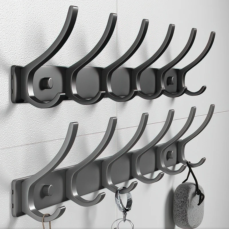 Kein Bohren von Türhaken, Space Aluminium, nicht perforierte Badezimmerhaken, Schlafzimmeraufbewahrung, Kleiderbügelhaken, Wand-Kleiderhaken