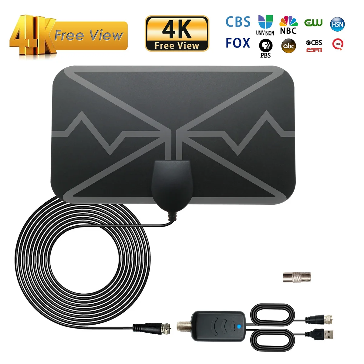 Grenzüberschreitende digitale Indoor-TV-Erdwellenantenne mit verlängertem Saugnapf, DVB-T2-Antenne 4K Image