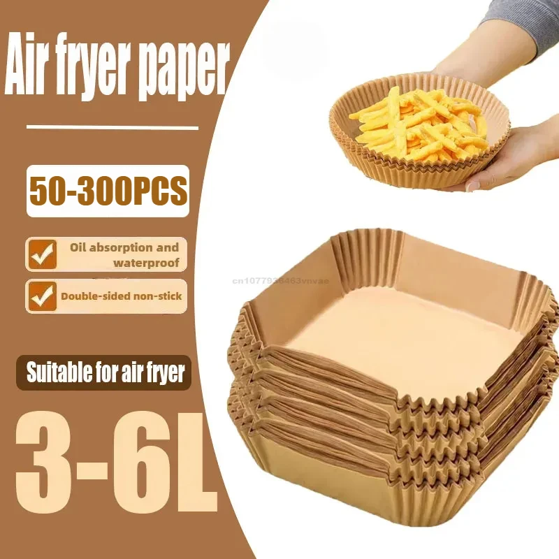 Extra großes, verdicktes Zubehör für Luftfritteusen, Airfryer-Backpapier, Einweg-Papiereinlage, antihaftbeschichtet, Pergament, Ofenpapier, Küche Image