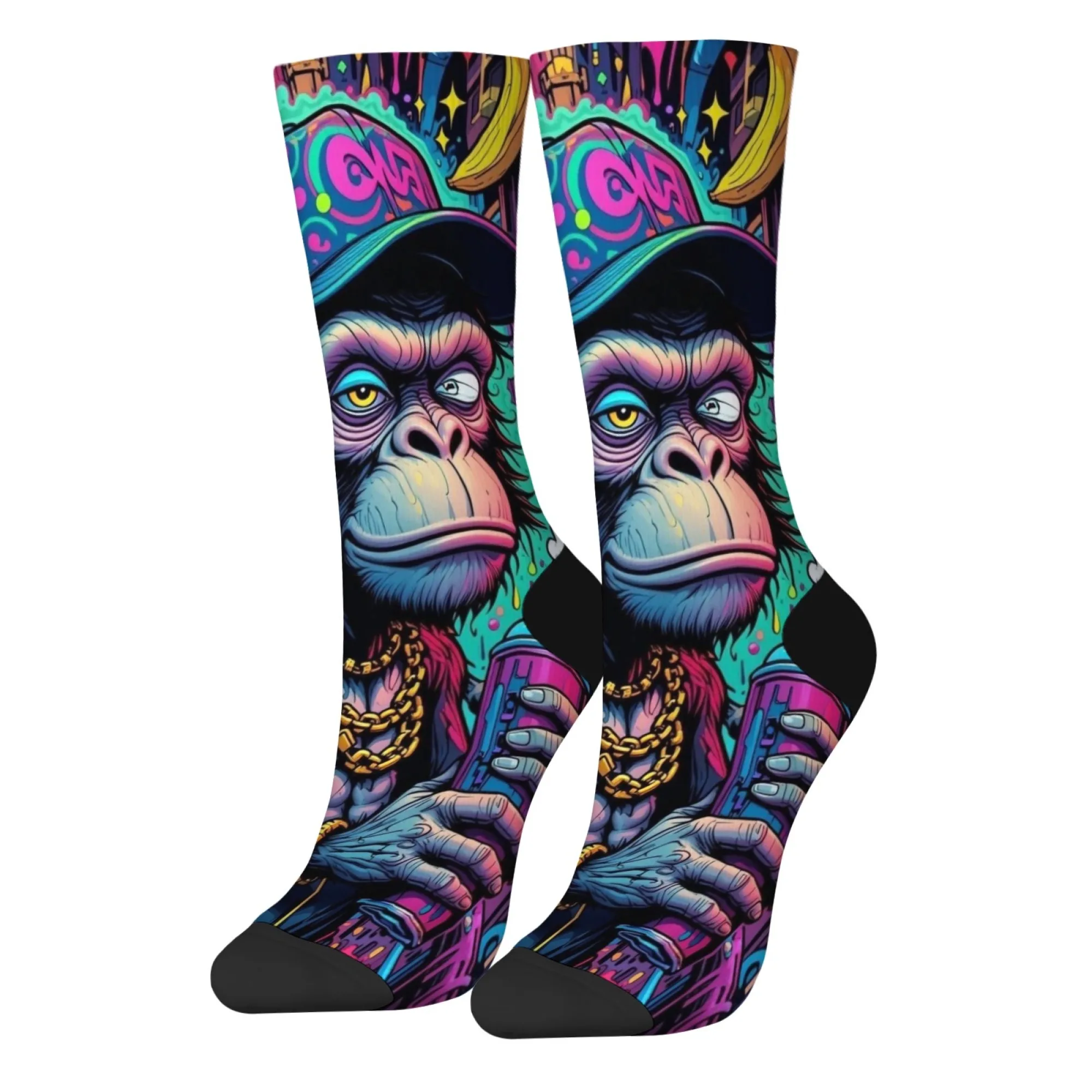Straße Hip Hop Affe glücklich Herrensocken Neuheit Harajuku lustige Crew Socken bequeme Mode lässig Sportsocken Urlaubsgeschenk Image