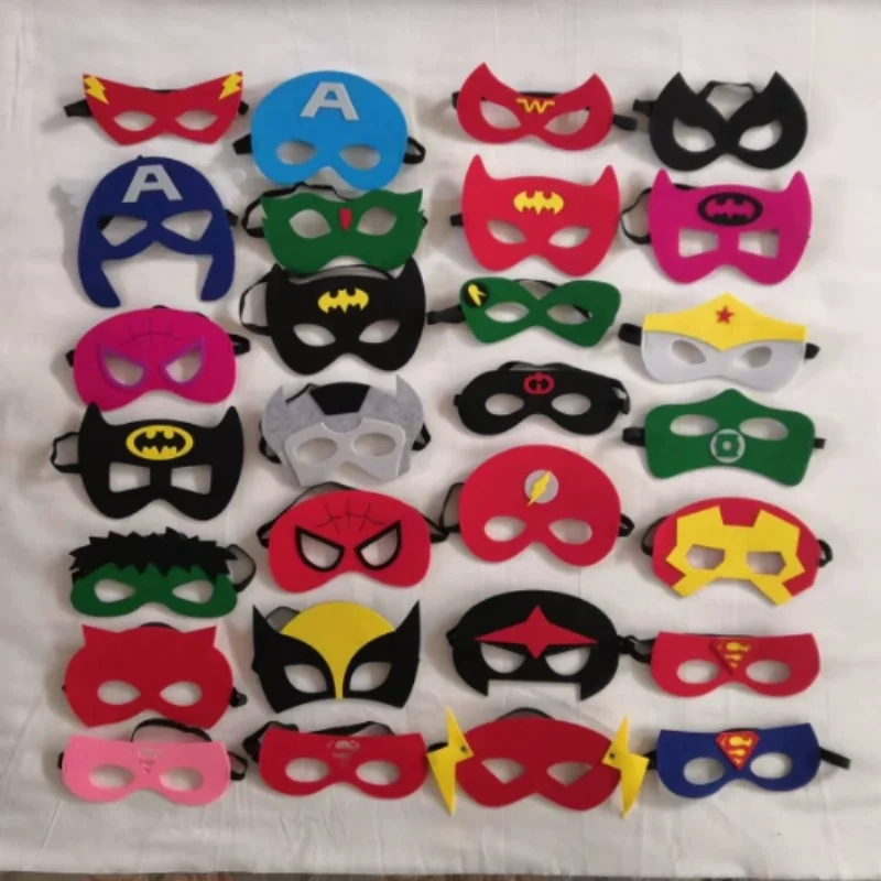 32/28/10 Stück/Set Superhelden-Masken Cosplay Weihnachten Halloween Karneval Party-Requisiten Geburtstag Filz Maskerade Image