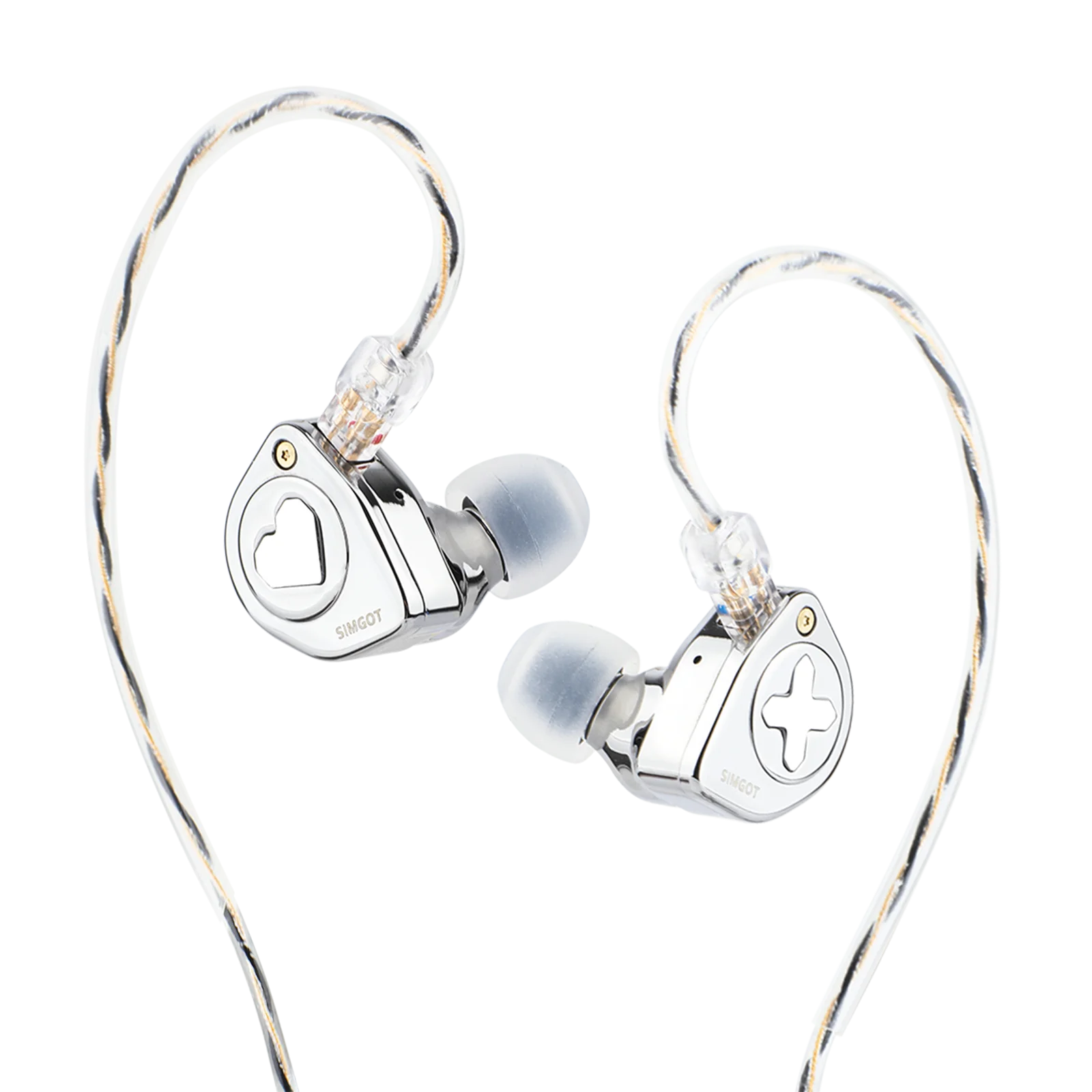 SIMGOT EW300 IEM HIFI-Kopfhörer 1DD + 1Planar + 1PZT Hybrid-Treiber mit abnehmbaren Düsen, versilbertes OFC-IEM-Kabel für Musiker
