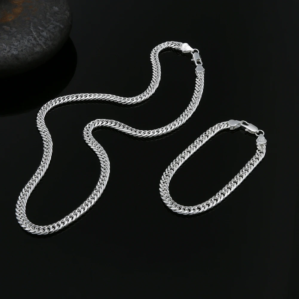 Mode original marke 925 Sterling Silber mann 6 MM geometrische kette armbänder halsketten für frauen Party hochzeit schmuck-sets Image
