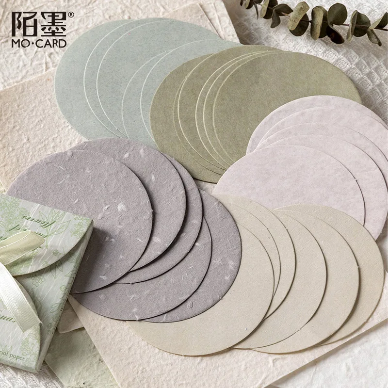 30 teile/los Memo Pads Material Papier einfarbig runde Junk Journal Scrapbooking Karten Retro Hintergrund Dekoration Papier Image