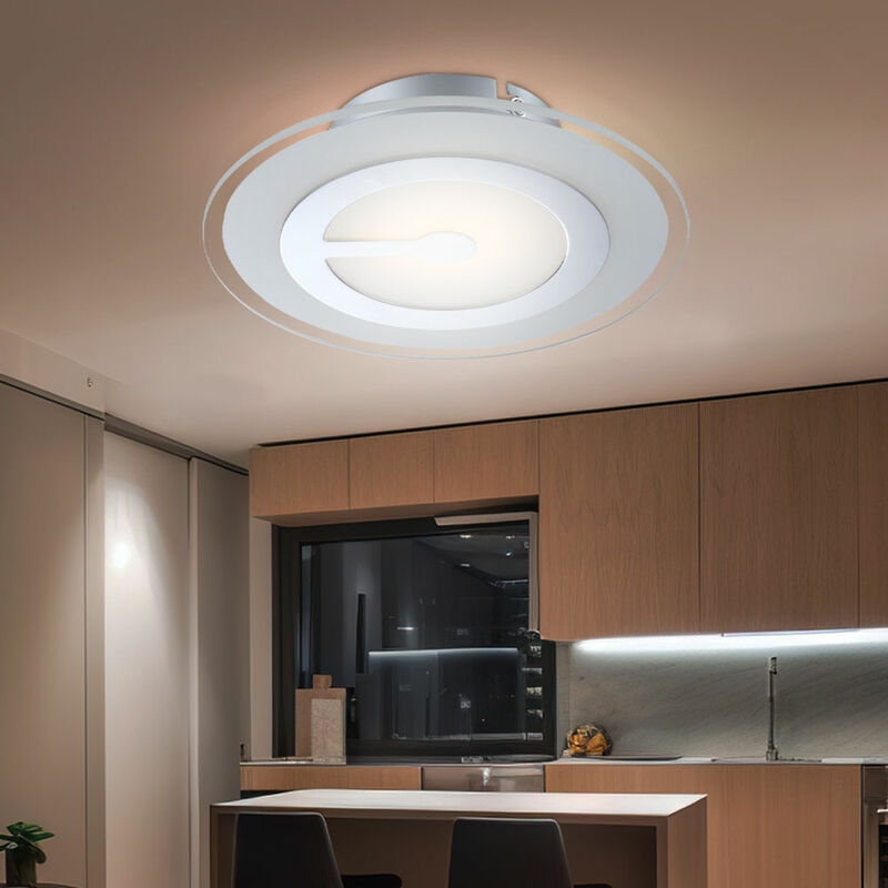 Globo - Lampada Da Soffitto Lampada Da Soffitto Lampada Da Soggiorno Lampada Da Corridoio Lampada Da Camera Da Letto, Vetro Cromo Satinato, Led Bianco Caldo, Dxh 23x5,7 Cm