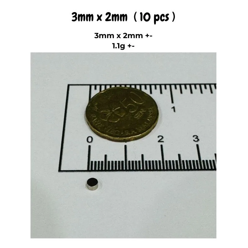 50/100 Stück 3 mm x 2 mm Mikromagnete – weltweit kleinste Scheibenmagnete für Luxusschmuck Image