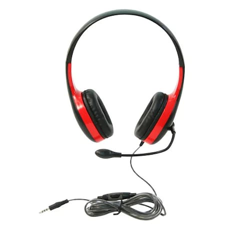 CALIFONE KH-08GT RD On-Ear Headset with Gooseneck Microphone, 3.5mm, Red