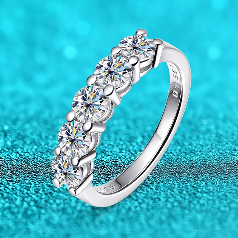 Weißgold D Farbe 4mm Moissanit Ring für Frauen 1,5CT Stein Match Diamant Ehering Braut S925 Sterling Silber GRA Image