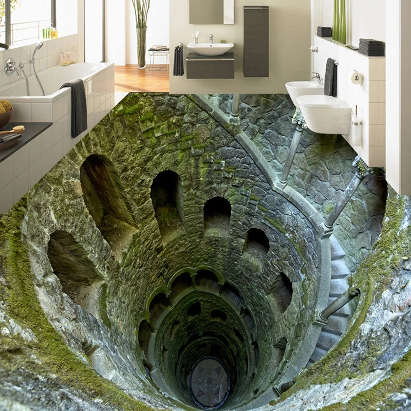 Benutzer definierte 3d stereo boden malerei wandbild foto tapete wohnzimmer bad pvc wasserdicht papel de parede 3d paisagem