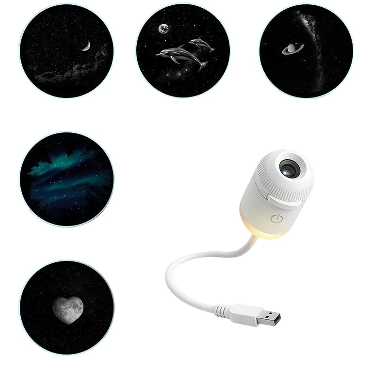 2-in-1 Mini-Galaxie-Sternprojektor Nachtlicht Dimmbare Touch-Steuerung Ambiente-Lampe Augenfreundliches USB-Nachtlicht für Schlafzimmerdekoration Image