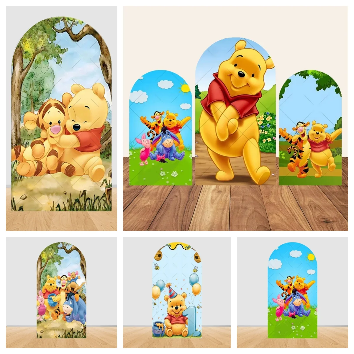 Winnie Puuh Bogen-Hintergrundbezug Kindergeburtstag Party Kulisse Wanddekoration Bogen-Banner Fotostudio Fotografie-Requisiten Image
