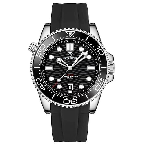 Herrenuhr, marineblaue Sport-Quarzuhr im Taucherstil mit komfortablem Silikonarmband, wasserdicht bis 30 m, Leuchtzeiger und Datumsanzeige, ideales Geburtstags- oder Jahrestagsgeschenk für Männer Image