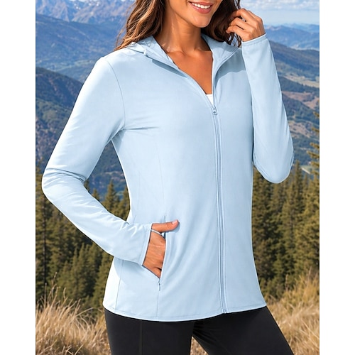 Damen Windjacke Softshelljacke Wanderjacke Außen Sonnenschutz Schnelltrocknend Leicht Atmungsaktiv Wanderoutfits Wanderbekleidung Sommer Frühling Jacke Klettern Camping / Wandern / Höhlenforschung Image