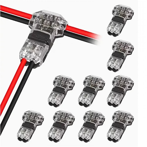 10/20 Stück Schnellanschlussklemmen für Kabel, T2-Steckverbinder, löt- und abisolierfrei, für elektrische Anschlüsse, D2-Steckverbinder für LED-Lampen, die steckbar sind. Image