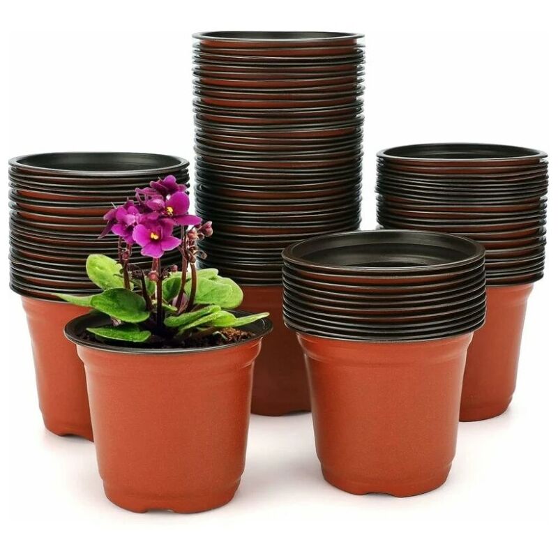 Vasi Da Fiori Rotondi, Confezione Da 100 Vasi Da Fiori In Plastica Da 11 Cm, Vasi Da Fiori Rotondi In Plastica Con Fori Di Drenaggio, Vaso Interno Per Piantine E Talee, Vasi Da Coltivazione, Vasi Da S