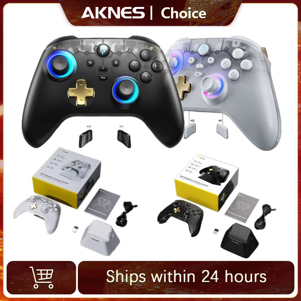 Easy SMX D05 Wireless Gaming Controller Gamepad für PC/Switch/TV/Telefon mit Ladestation RGB Hall Effect Joysticks löst sich aus