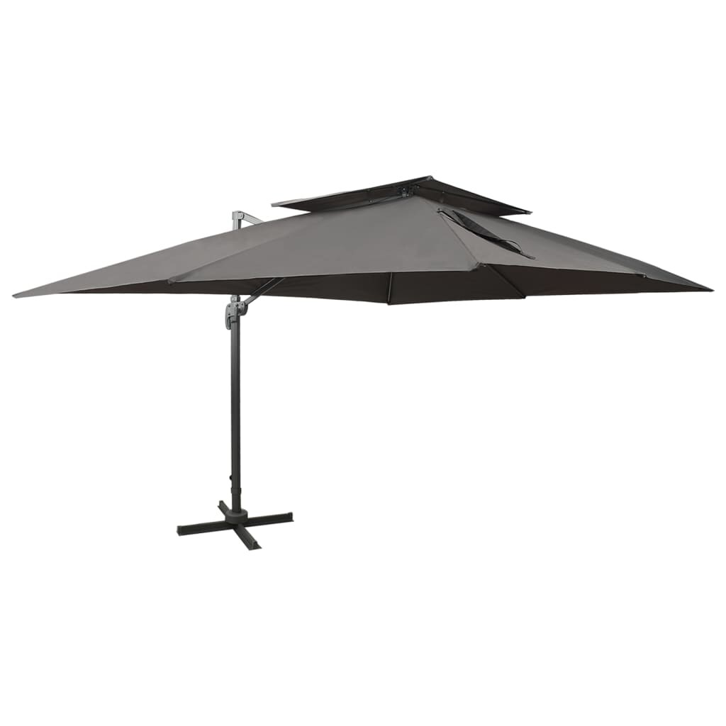 Helloshop26 - Anthrazitfarbener freitragender Doppeldach-Sonnenschirm 400 x 300 cm 02_0008565 Image