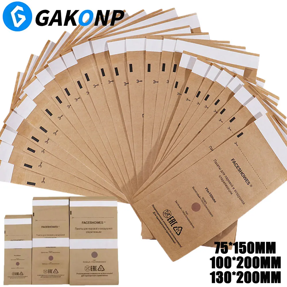 100/50/20PCS Sterilisation Desinfektion Tasche Nagel Sterilisator Tasche Maniküre Kraft Taschen für Trockene Wärme Desinfektion Maschine Zubehör Image