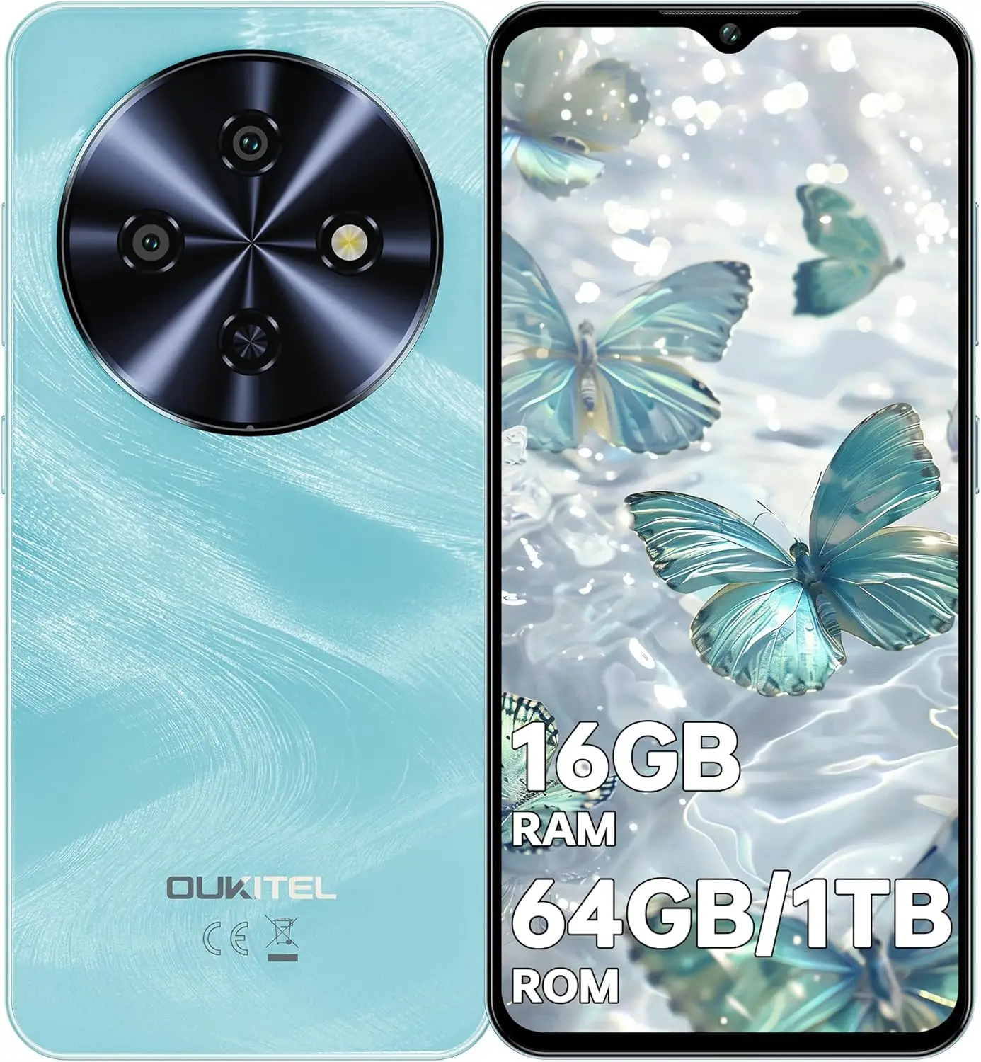 OUKITEL C5 Smartphone, Entsperrt, 16(4+12)GB RAM+64GB ROM/TF 1TB, 6,52'' Waterdrop-Display, 5000mAh Akku, 13MP Kamera Image