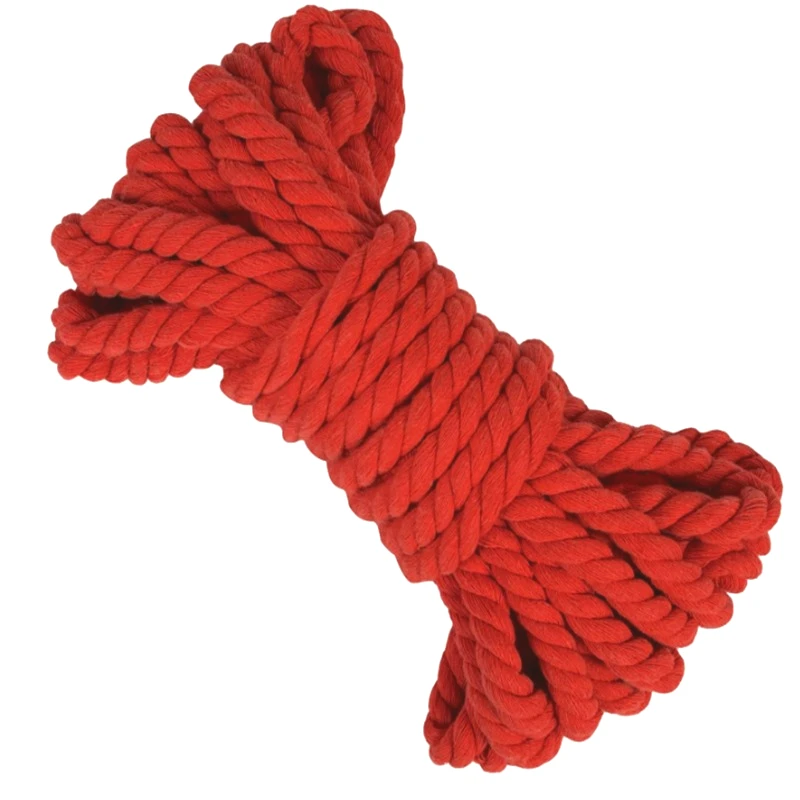 4/5/10 m rotes Nähen, 3 Anteile, gedrehte Baumwollschnüre, 5–20 mm, Taschengürtel, Makramee-Schnur, Rucksack, geflochtenes Seil, DIY-Kleidungszubehör