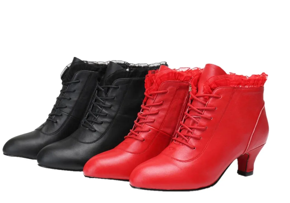 Top Qualität Leder Latin Dance Schuhe Weibliche Tanz Schuhe Erwachsene Mädchen Ballsaal Tango Latin schuhe Spitze tanzen Stiefel schuhe A43 Image
