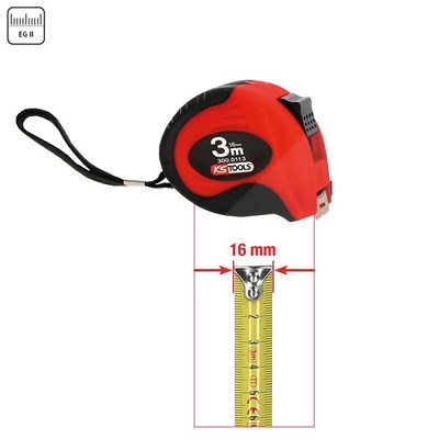 Ks Tools Bandmaß mit Feststeller,schwarz-rot, 3m [Hersteller-Nr. 300.0113]