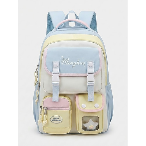 Zaino scolastico kawaii per ragazze preadolescenti, borsa capiente color pastello con molte tasche, ideale per la scuola media, i viaggi e il ritorno a scuola.