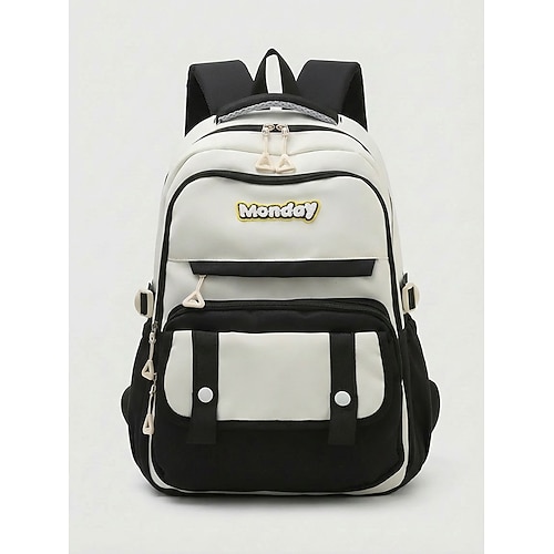 Zaino da donna in poliestere con molteplici tasche, grande capacità, spallacci regolabili, disponibile in diversi colori, perfetto per la scuola elementare. studenti delle scuole medie, ritorno a