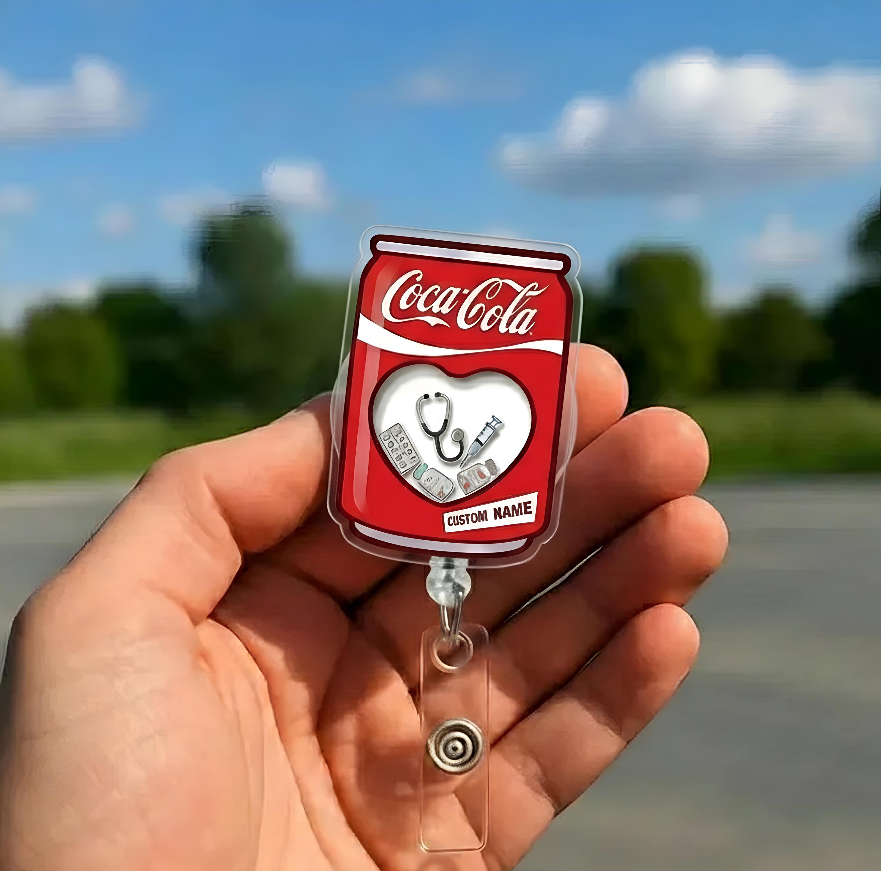 Porta badge a forma di shaker per Coca Cola personalizzato, porta badge per bibite mediche, porta badge a forma di shaker per bibite, porta badge a fo