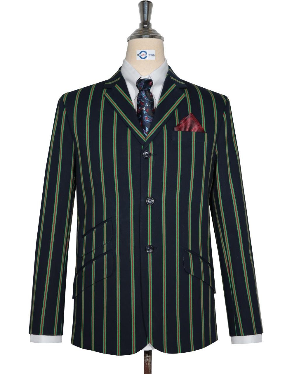 Blazer da barca - Blazer a righe blu navy e verde scuro