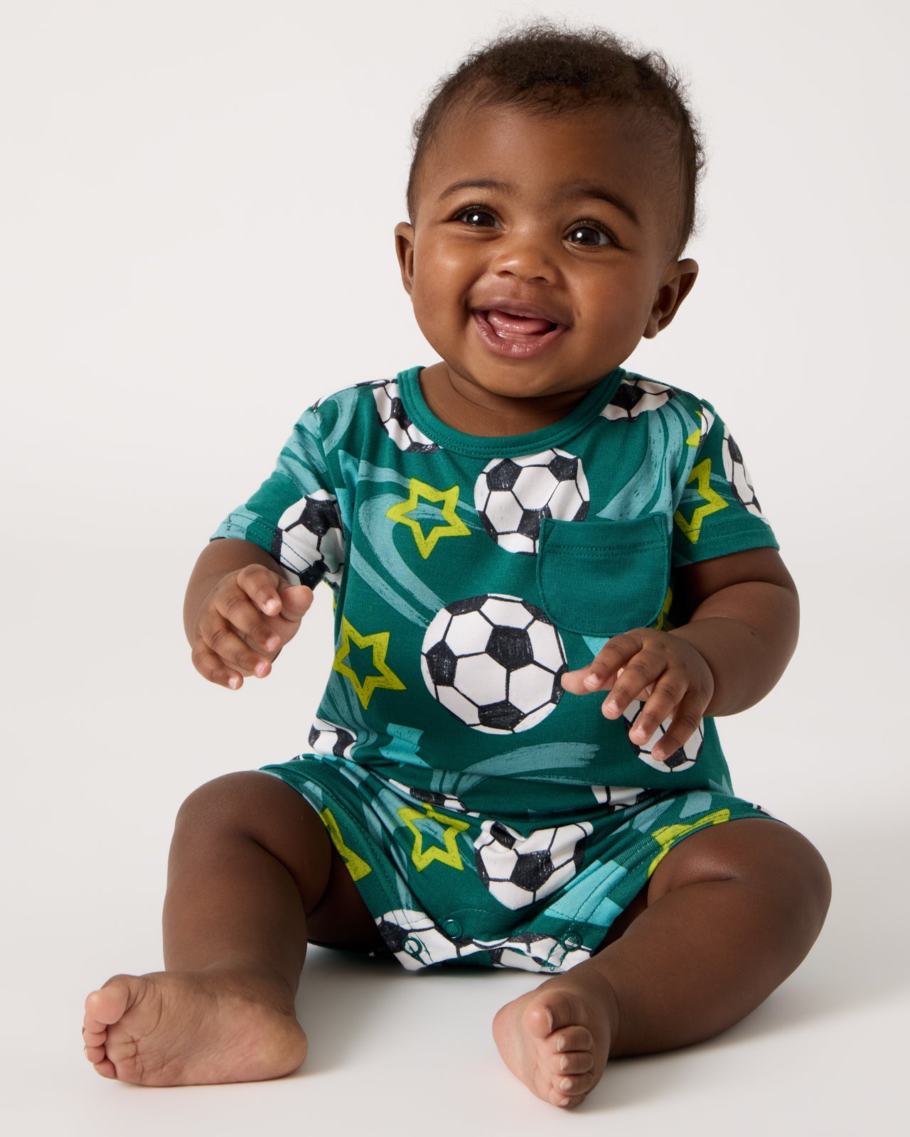 Soccer Stars Pocket Bamboo Baby Romper - Short-Sleeves & Shorts - 18-24 months