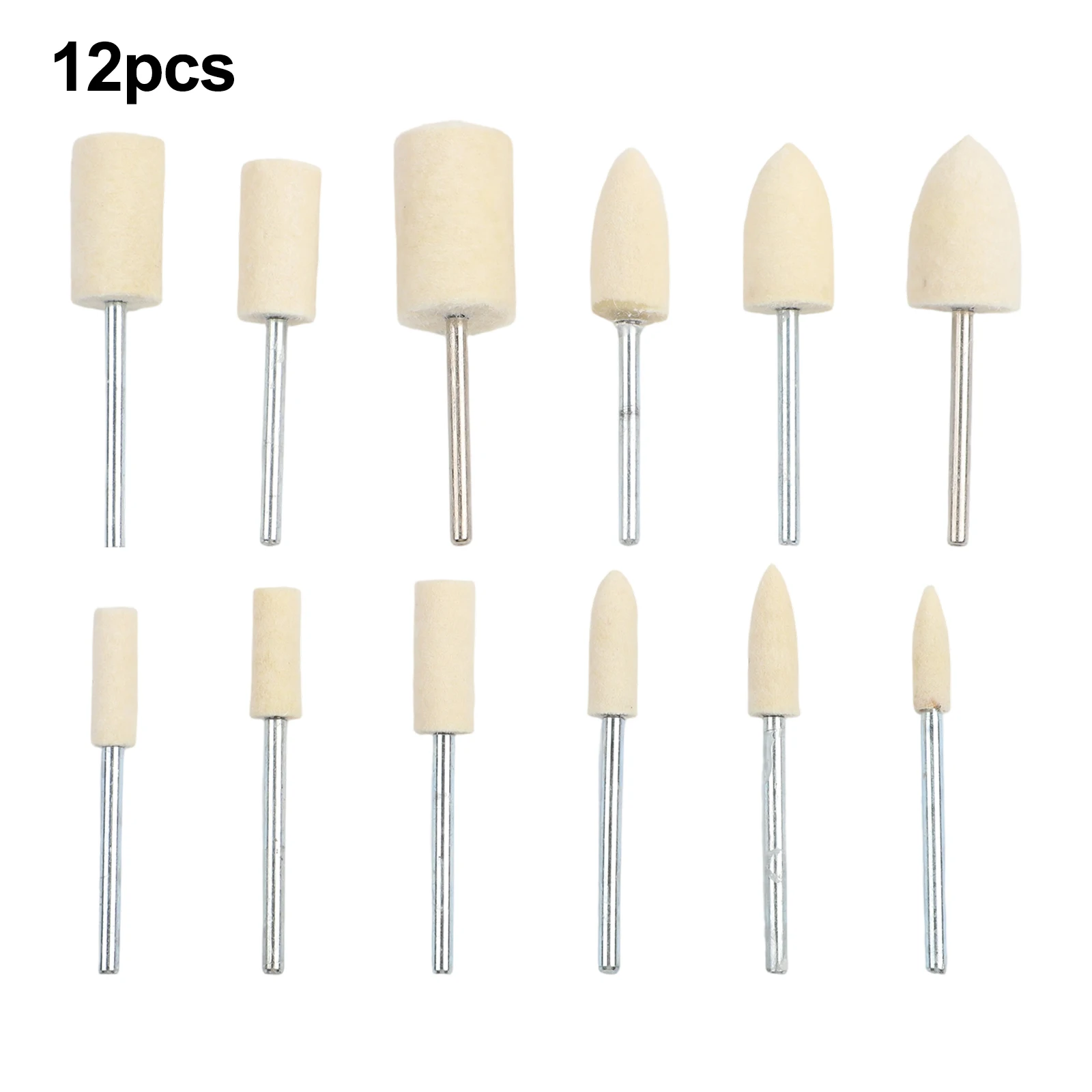 12-teiliges Wollpolierscheiben-Set mit 2,35-mm-Schaft, Filzpolierpads für Schmuck-/Metallpolier-Rotationswerkzeuge Image