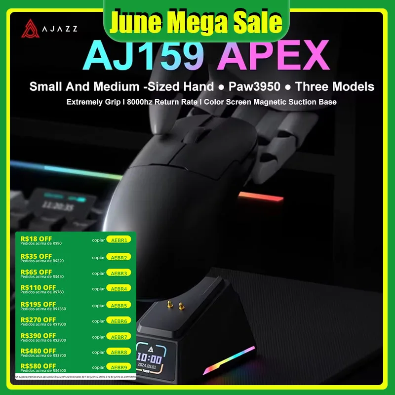 AJAZZ AJ159 APEX/AJ159PRO Kabellose Gamer-Maus mit RGB Magnetischer Ladestation Leichtgewichtige AJ159P Gaming-Maus für PC Laptop Image