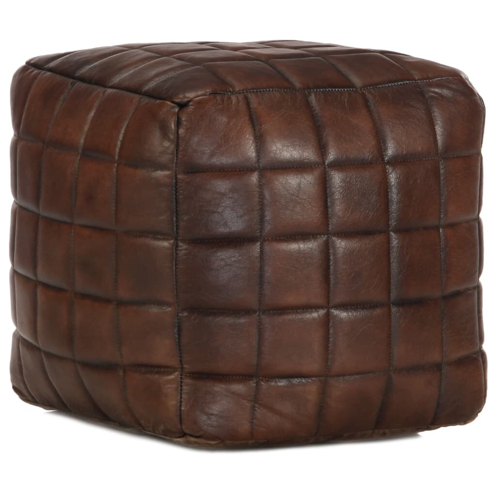 vidaXL Pouf Dunkelbraun 40 x 40 x 40 cm Echtes Ziegenleder Image