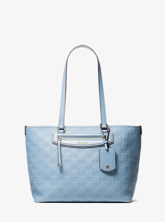 Mk Jet Set Travel Medium Logo Embossed Leather Tote Bag