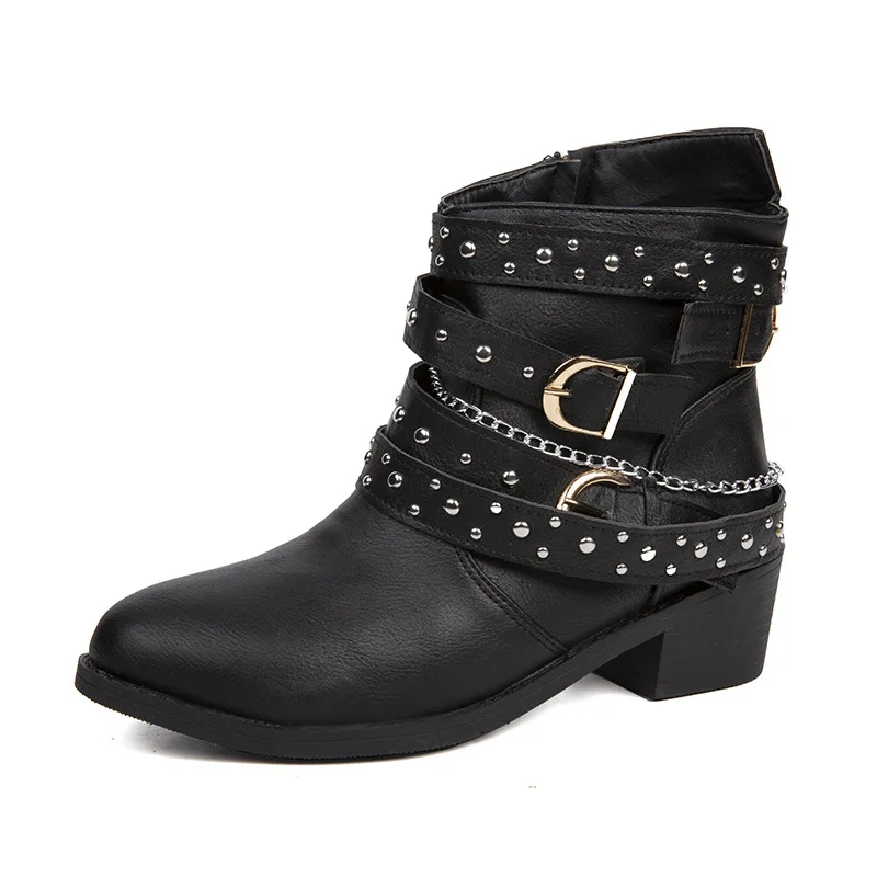 Frauen Schuhe Winter Herbst Frauen Stiefel Retro Warme Freizeit Schnalle Stiefeletten Kreuz-gebunden Bequeme Schuhe für Frauen Flache schuhe
