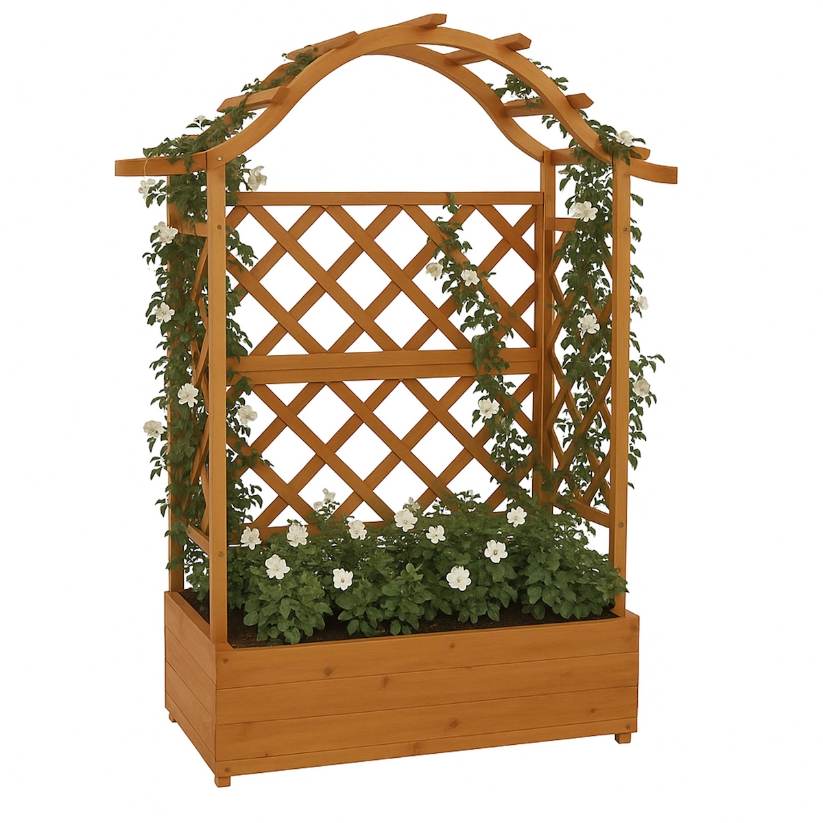 PROREGAL Hochbeet | HxBxT 138x110x44cm | Pflanz-/Blumenkasten | Natur | Pflanzkübel Rankgitter Rankhilfe Spalier Holz FSC® Image