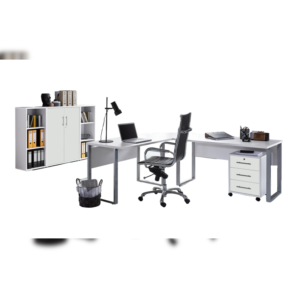 moebel-dich-auf Büromöbel-Set TABOR PRO 2 in weiß / weiß matt, Arbeitszimmer Komplett-Set