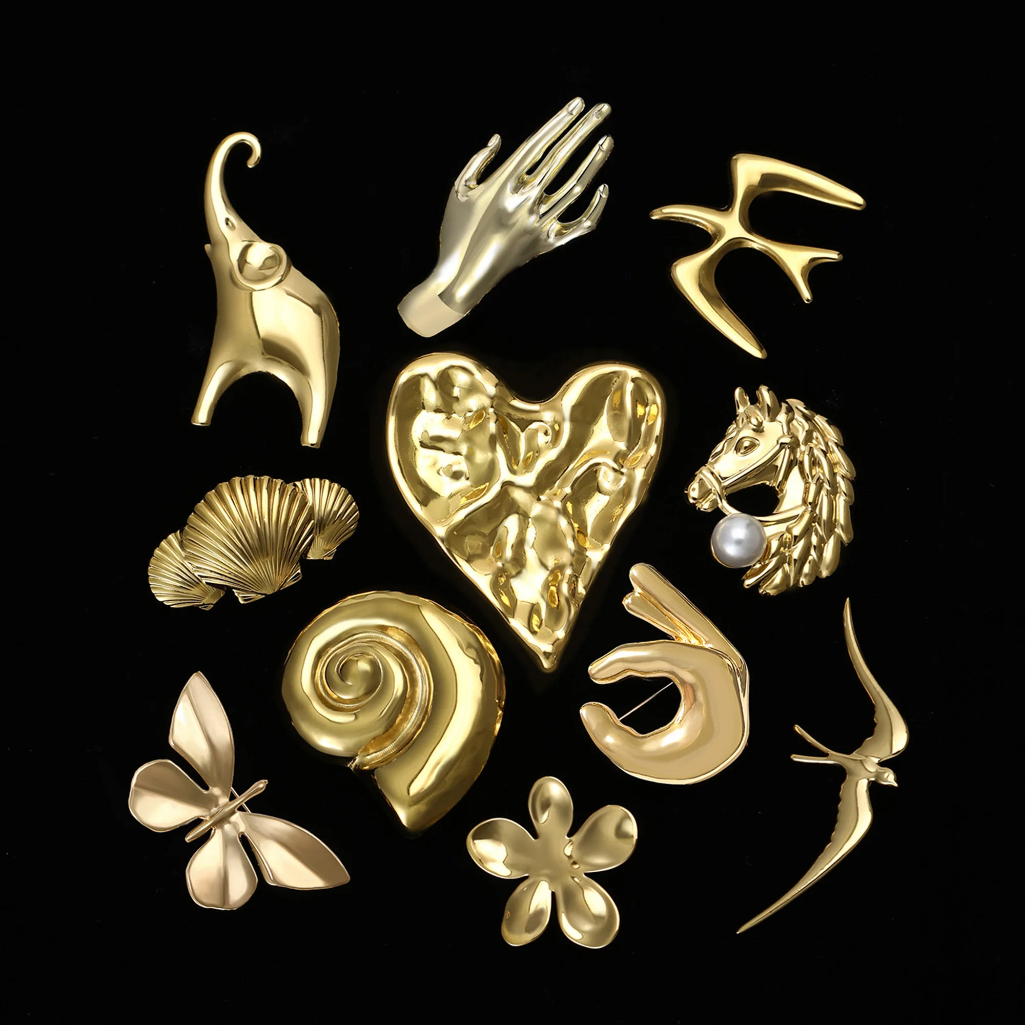 Mode Edelstahl Tier Broschen für Frauen Schnecke Shell Hand Insekt Pins Bankett Party Rucksack Geschenke Schmuck Zubehör Image