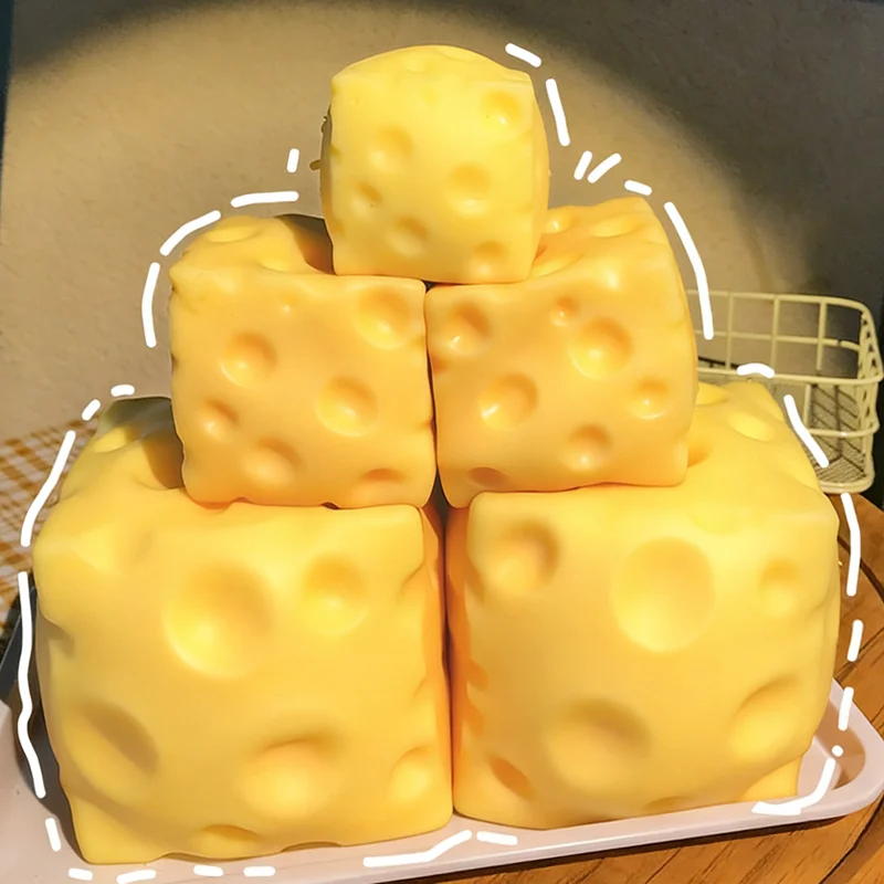 Simulierter Käse-Schnuller mit langsamem Rückprall für Büro-Entspannung, Deko-Objekt zum Entspannen, Entstressen und Kneten Image