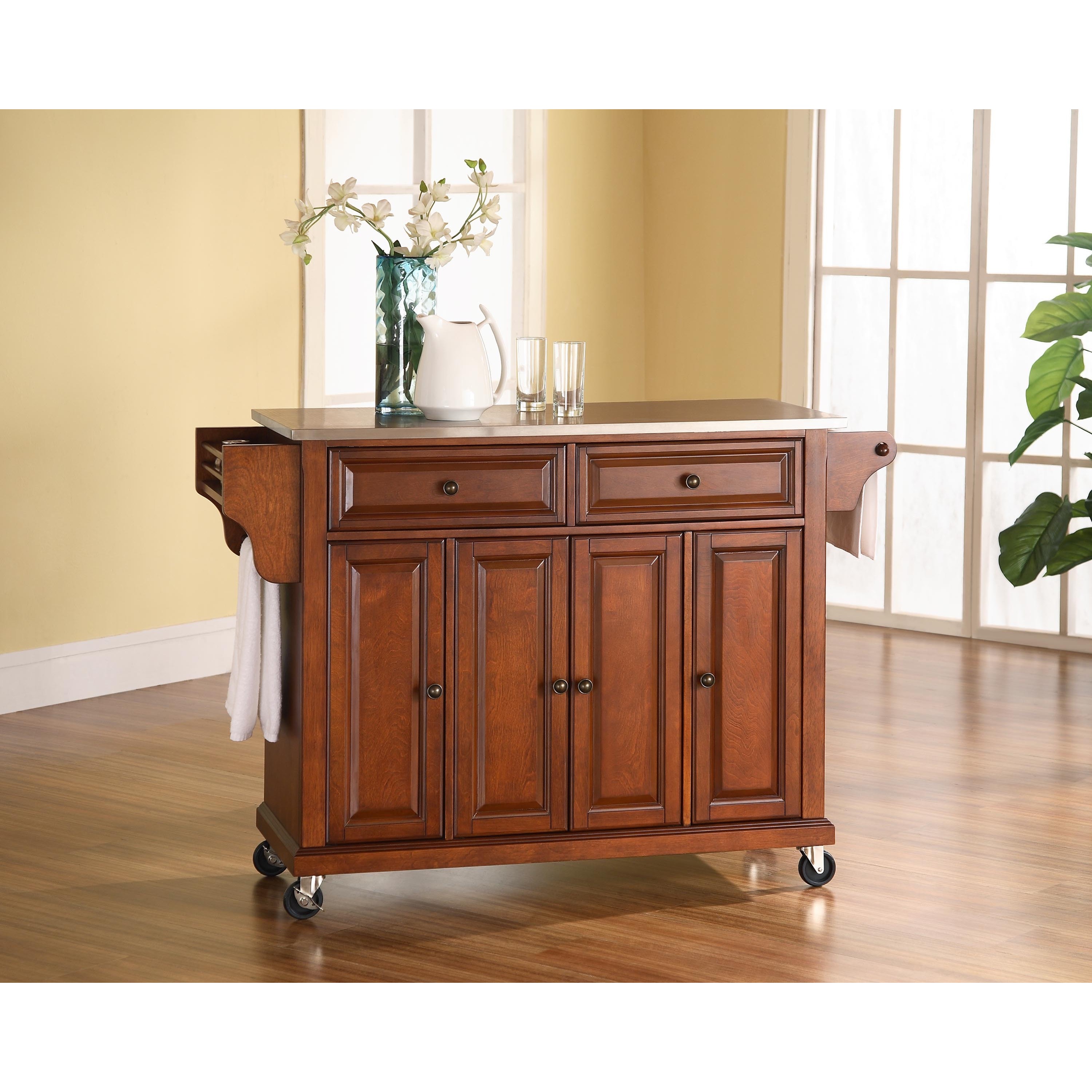 Crosley Full Size Stainless Steel Top Kitchen Cart - 18"d x 51.5"w x 36"h