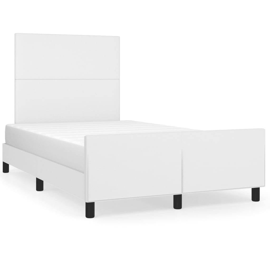 vidaXL Bettgestell mit Kopfteil Weiß 120x200 cm Kunstleder Image