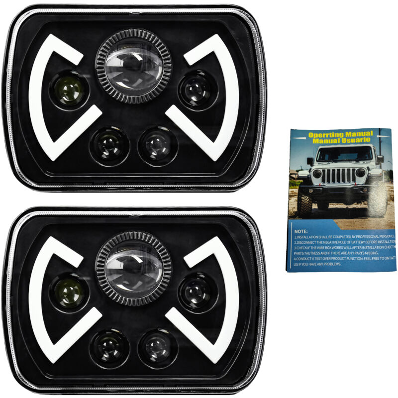 Fari Led Da 7 Pollici, 2 Pezzi, Fari Rettangolari 5x7'' 7x6'' Con Abbaglianti E Anabbaglianti Drl Indicatori Di Direzione Sostitutivi Per Jeep Cherokee Xj Wrangler Yj Ford