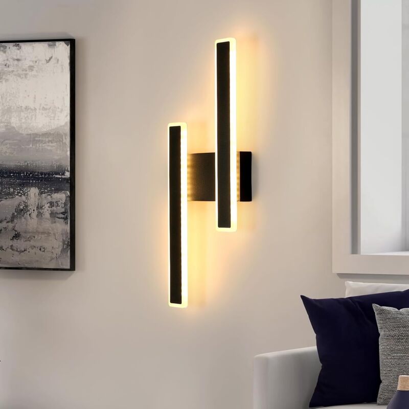 Applique Da Parete A Led Per Interni, Lampada Da Parete Dal Design Moderno Da 32 W E 3600 Lm, Lampada Da Parete Per Interni In Acrilico Nero, Luce Bianca Calda Da 3000 K Per Camera Da Letto, Soggiorno
