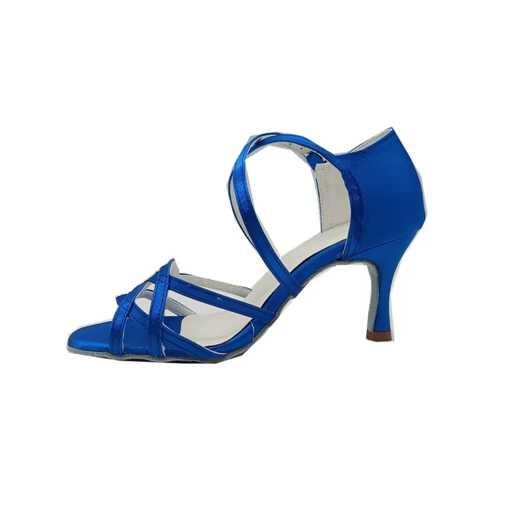 Praxis DIY Latin Dance Schuh für Frauen/Mädchen/Damen Latin Salsa Blau 7CM Mit Hohen Absätzen Indoor Ballsaal Schuhe Frauen Party Tanzen Schuhe