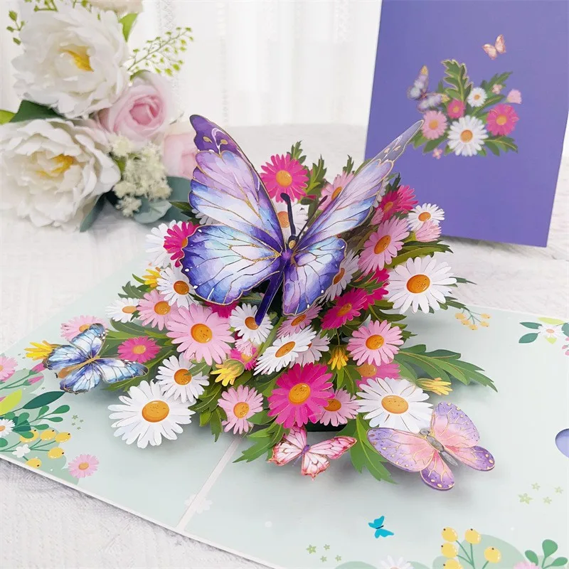3D-Schmetterlings-Pop-up-Grußkarten, Postkarte für Valentinstag, Mutter, Jahrestag, Hochzeitseinladung, Gruß, Geburtstagsgeschenk Image