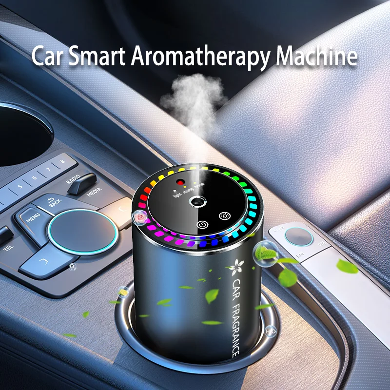 Auto-Aromatherapie-Duftspender mit automatischem Sprühfunktion, Aluminiumlegierung, Geruchsentferner mit farbigem Sternenhimmel-Atmosphärenlicht Image