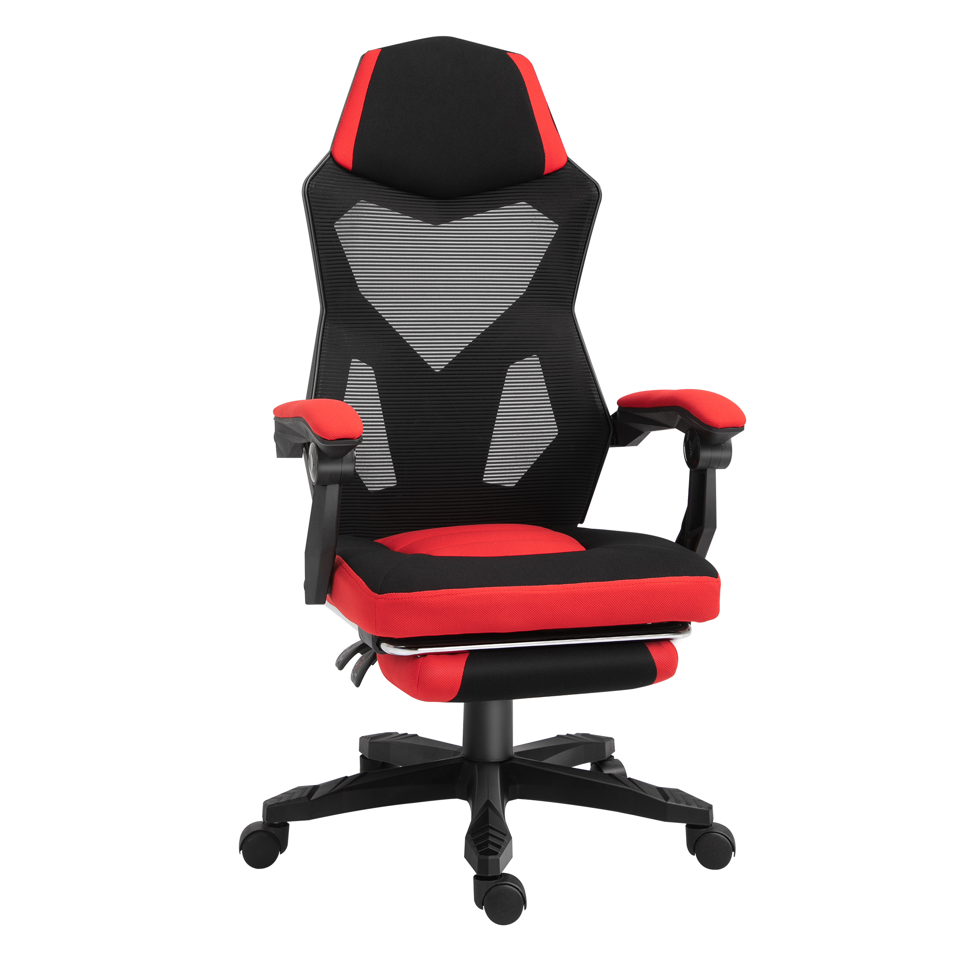 Sedia Da Ufficio Ergonomica, Sedia Da Gaming, Sedia Girevole Con Poggiapiedi, Sedia Per Pc, Sedia Direzionale, Regolabile In Altezza, Poliestere, Nero + Rosso, 58 X 63 X 112 - 122 Cm